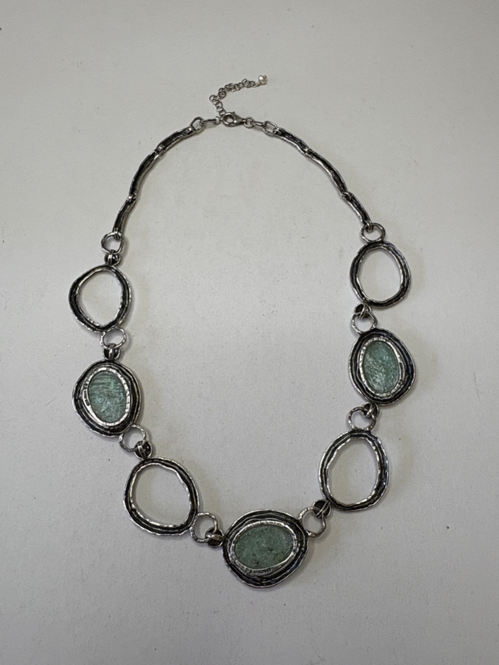 Or Paz 925 Sterling Silver Roman Glass Station Necklace Organic Design Boho - Picture 4 of 6